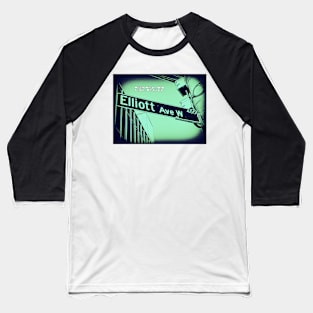 Elliott Avenue West, SEA WATER, Seattle, WA by Mistah Wilson Baseball T-Shirt